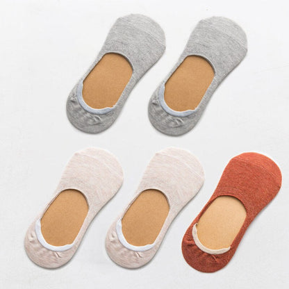 5 Pairs Spring Summer Women Socks Solid Color Fashion Wild Shallow Mouth Girls Female Invisible No Show Slipper Socks